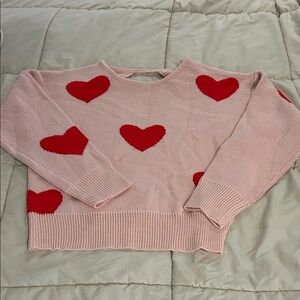 Pink sweater with hearts - size M, super cute on